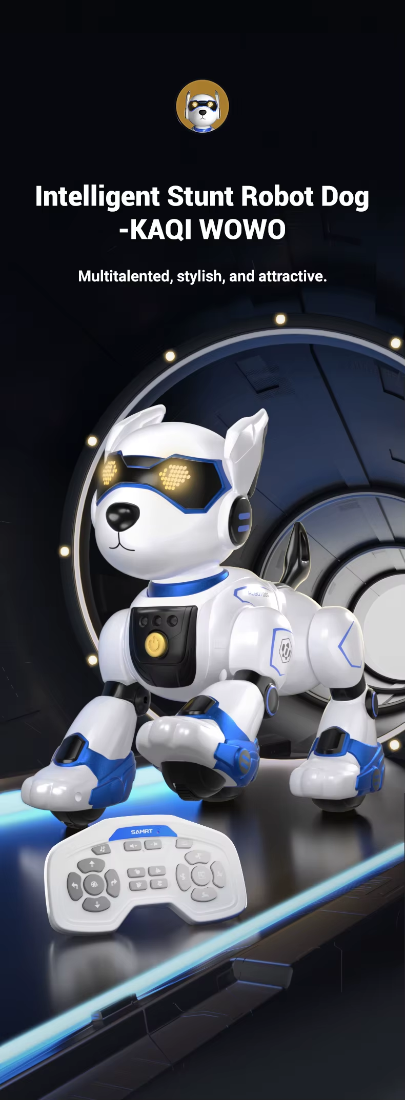 Rced Funny RC Robot Electronic Dog Stunt Dog Voice Command Programmable Touch-sense Music Song Robot Dog for Boy Girls Children Toys