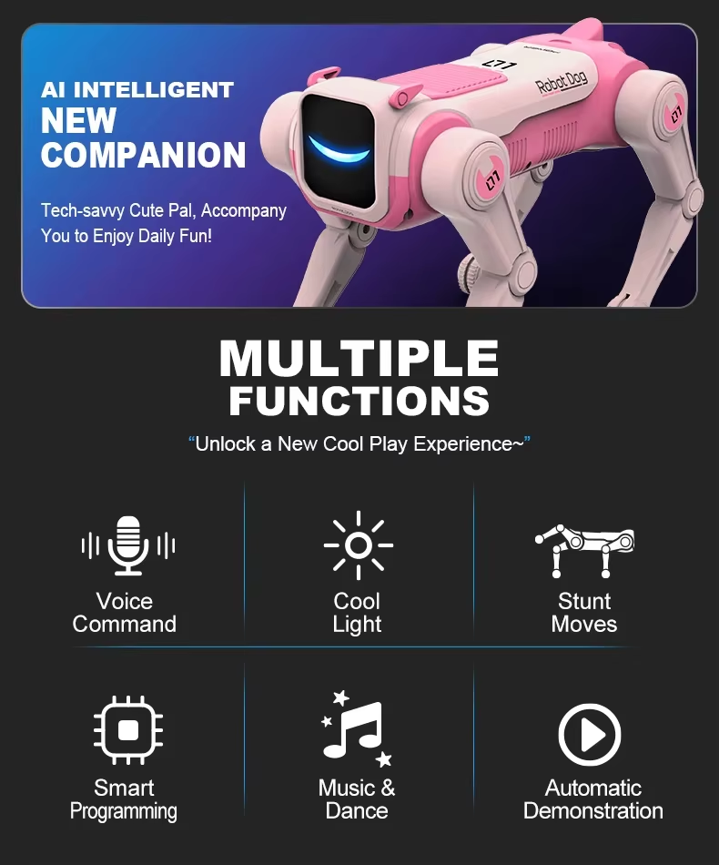 RC Mechanical Dog Intelligent AI RC Robot Dog Voice Command Programmable Singing Dancing Electronic Stunt Bionic Smart Robot Dog