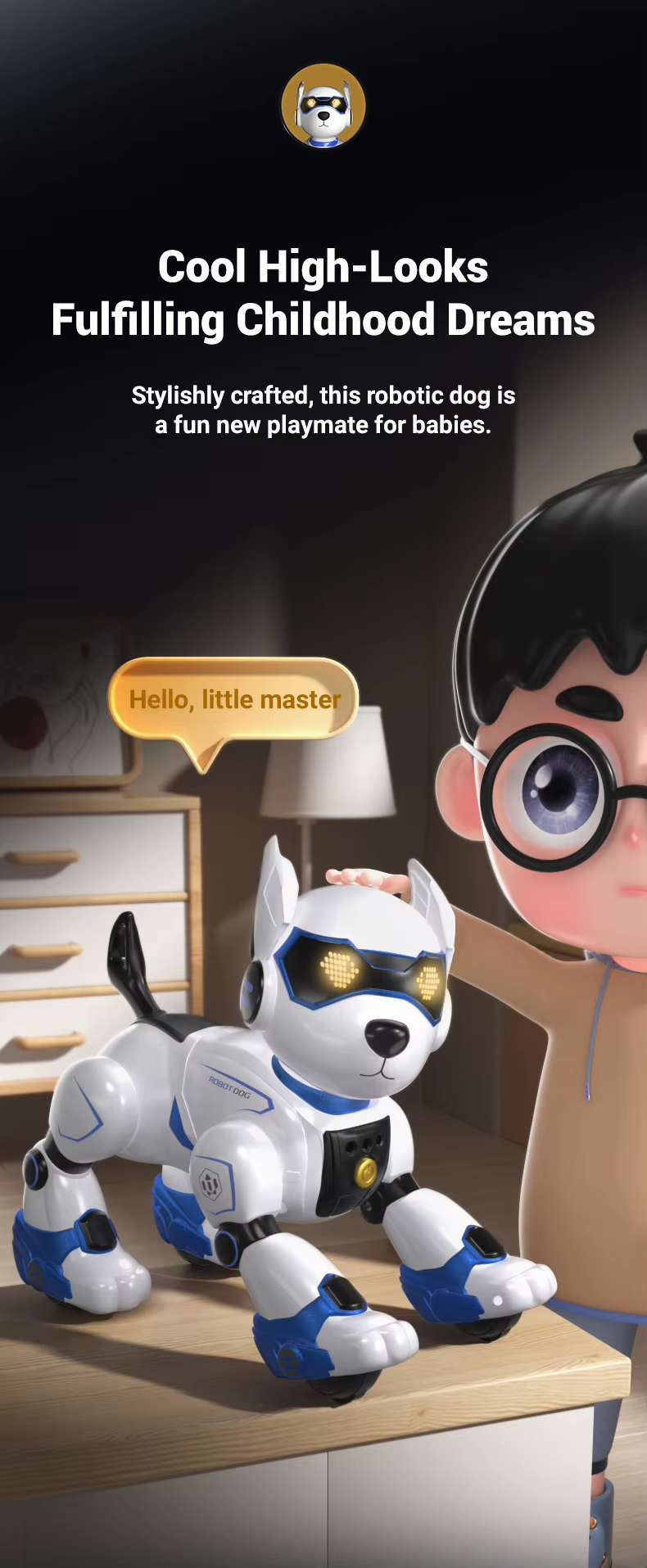 Rced Funny RC Robot Electronic Dog Stunt Dog Voice Command Programmable Touch-sense Music Song Robot Dog for Boy Girls Children Toys