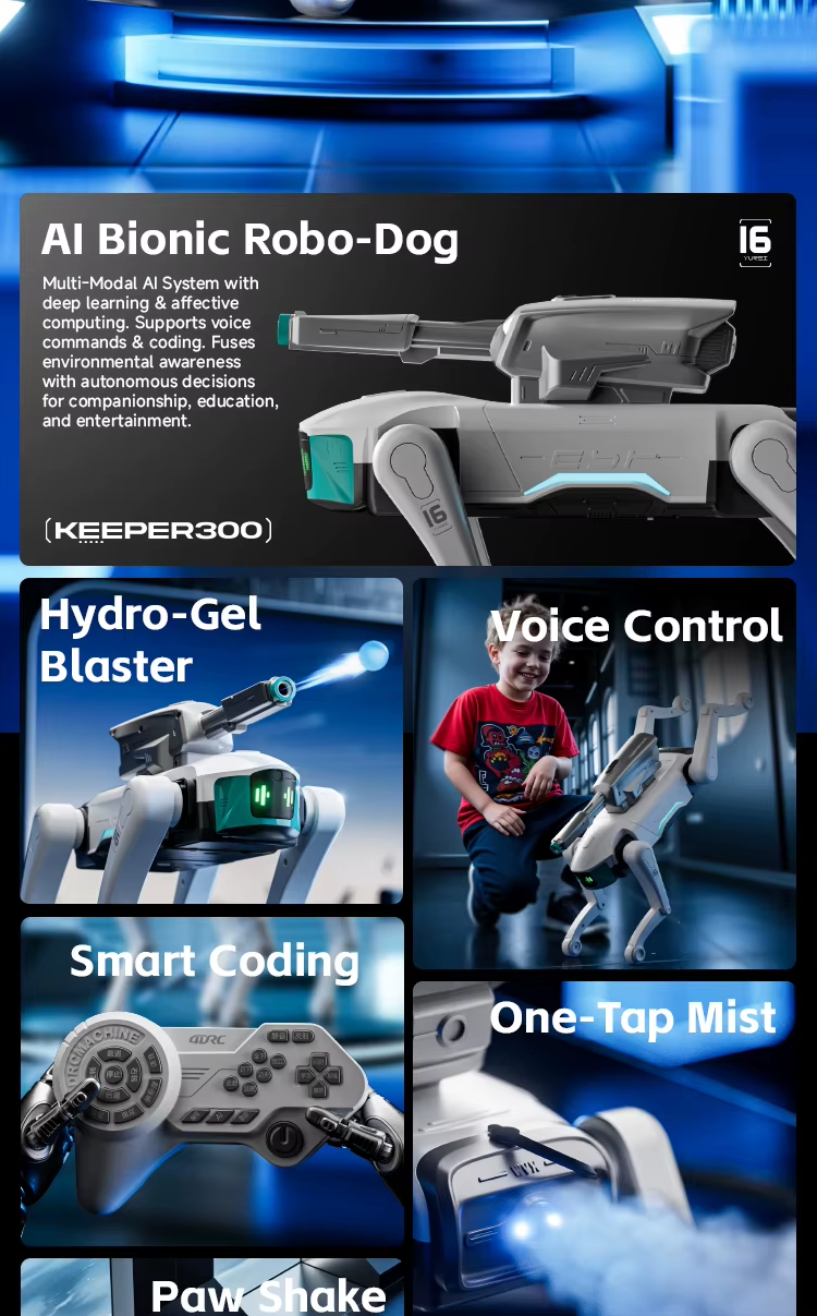 Rced New Y16 2026 Intelligent AI RC Robot Dog Voice Dialogue APP Remote Control Programming Singing Dancing Machine Dog Kids Gift Toy