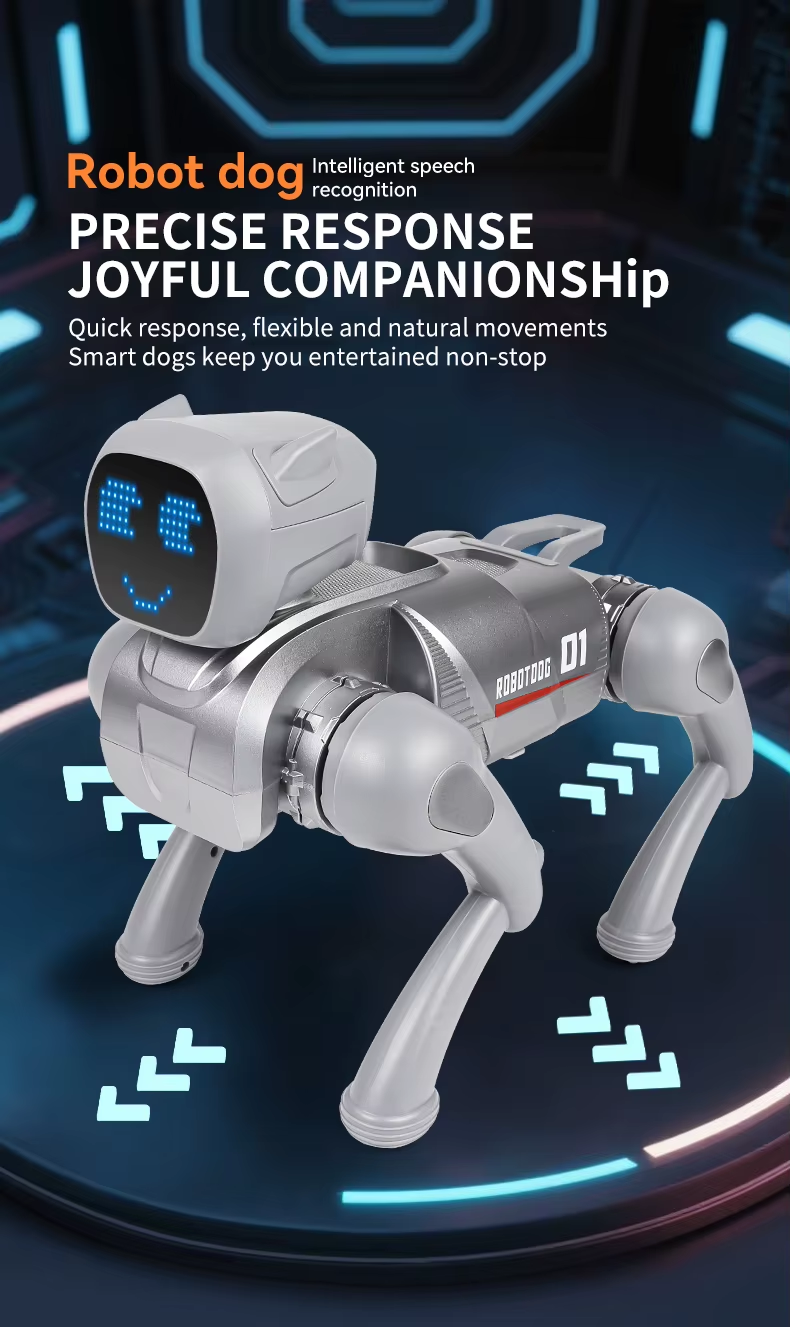 Rced Intelligent robot dog, AI companion toy, voice commands, 20 types of action programming,singing and telling stories,child's gift