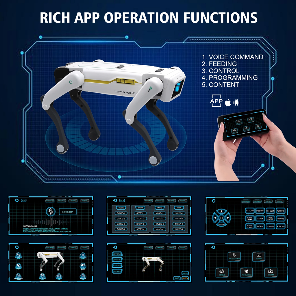 Rced Intelligent AI RC Robot Dog Voice Dialogue APP Remote Control Programming Singing Dancing Machine Dog Kids Toys
