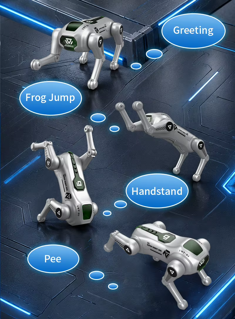 Rced New JJRC R42 StarLeap AI Smart Robot Dog, Voice Control Programmable Stunt RC Dog with Lights Sing Dance Rolling