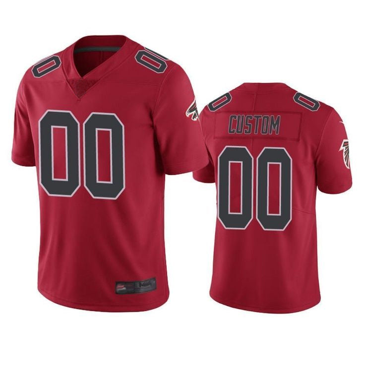 Rced Custom A.Falcons Red Color Rush Limited Stitched Jerseys