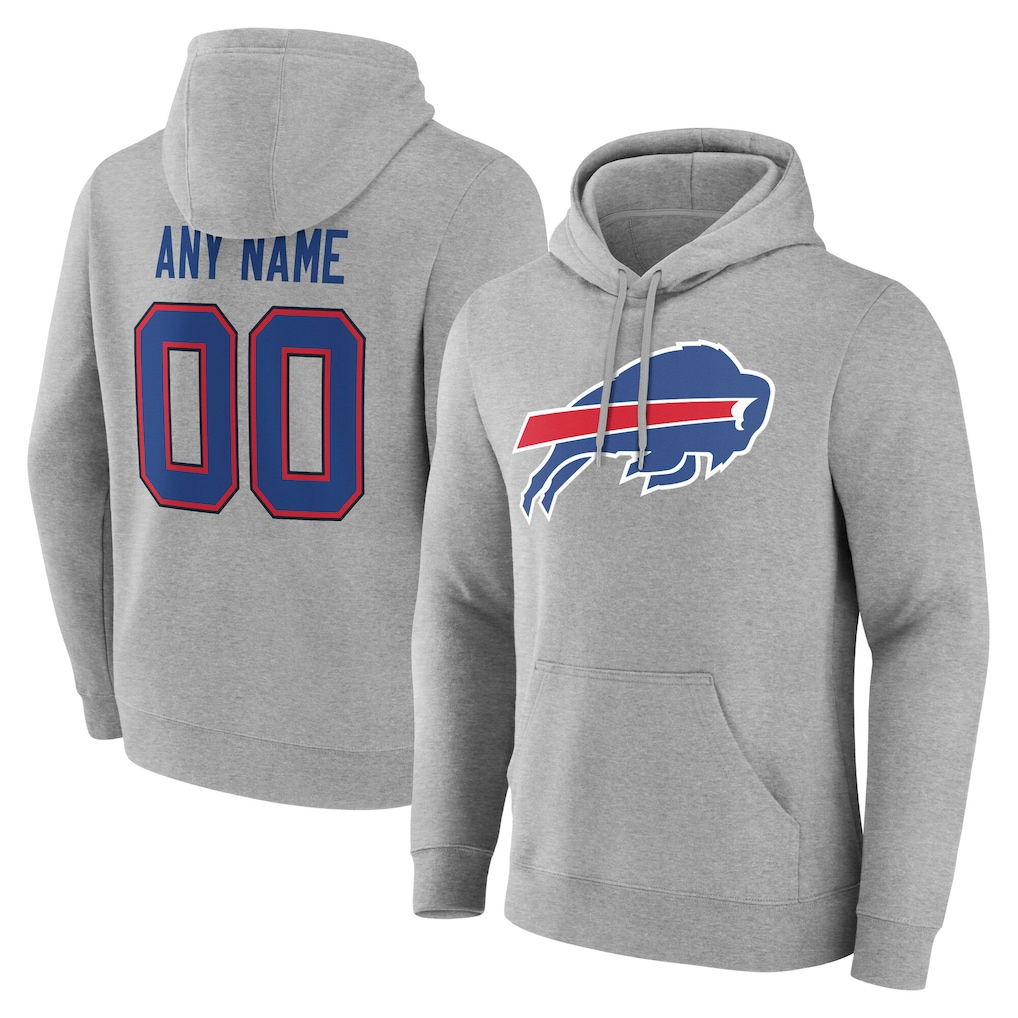 Rced Custom B.Bills Gray Team Authentic Personalized Name & Number Hoodie Stitched Jerseys