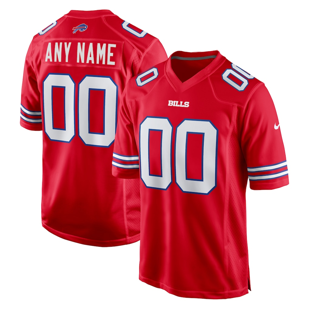 Rced Custom B.Bills Red Alternate Game Stitched Jerseys