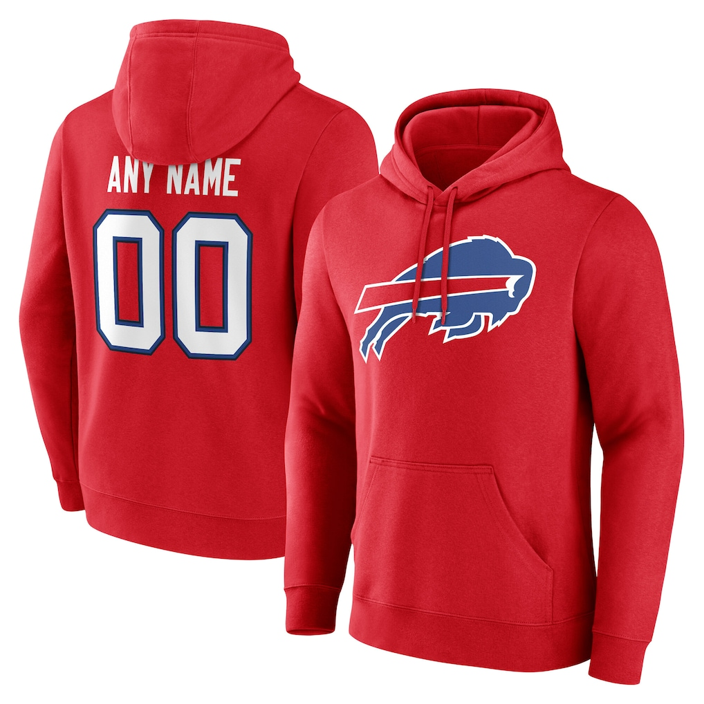 Rced Custom B.Bills Red Team Authentic Personalized Name & Number Hoodie Stitched Jerseys