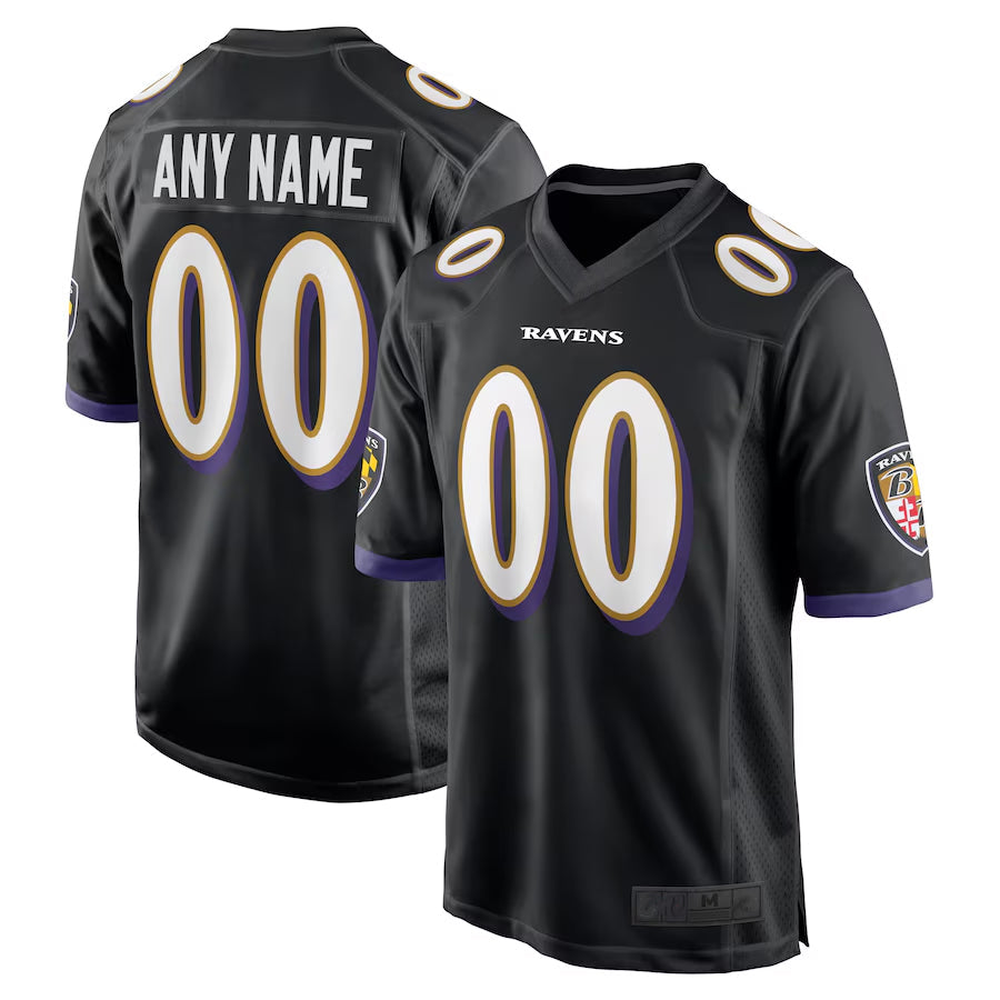 Rced Custom B.Ravens Black Home Game Stitched Jerseys