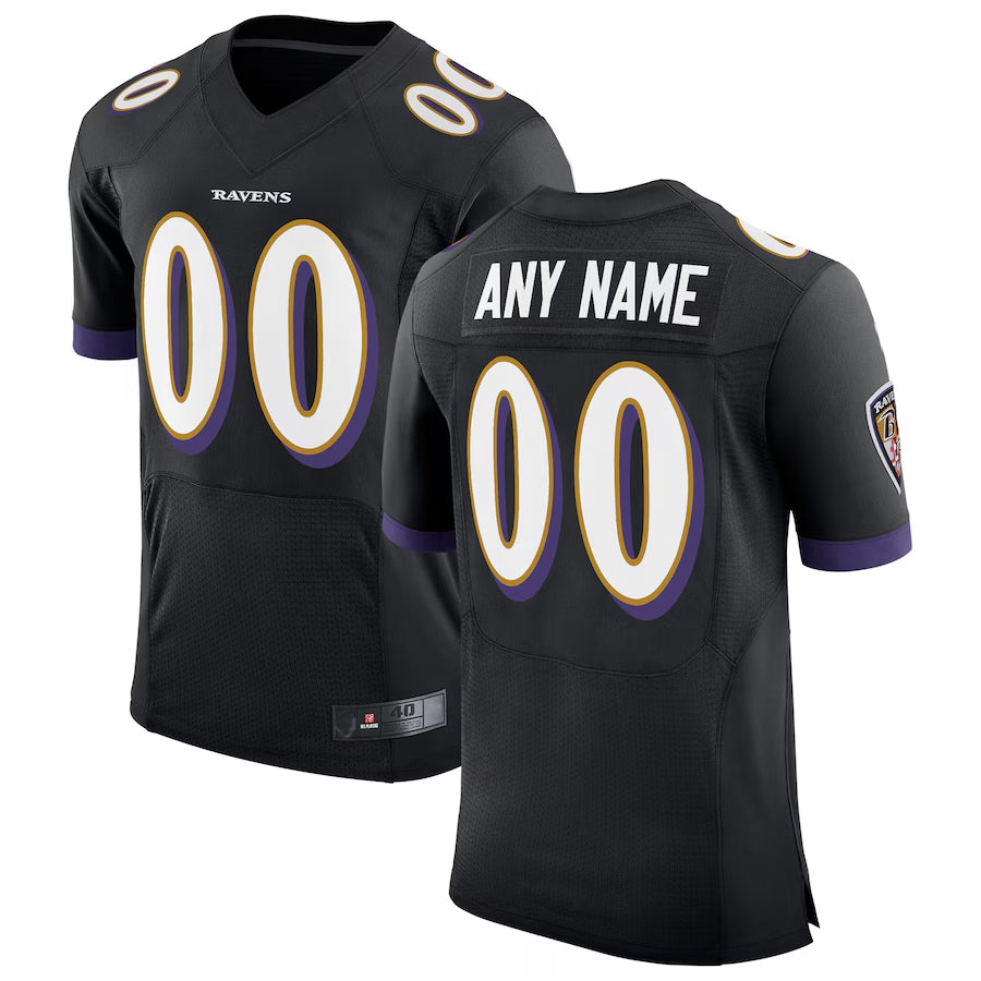 Rced Custom B.Ravens Black Speed Machine Elite Stitched Jerseys
