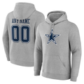 Rced Custom D.Cowboys Gray Team Authentic Personalized Name & Number Hoodie Stitched Jerseys