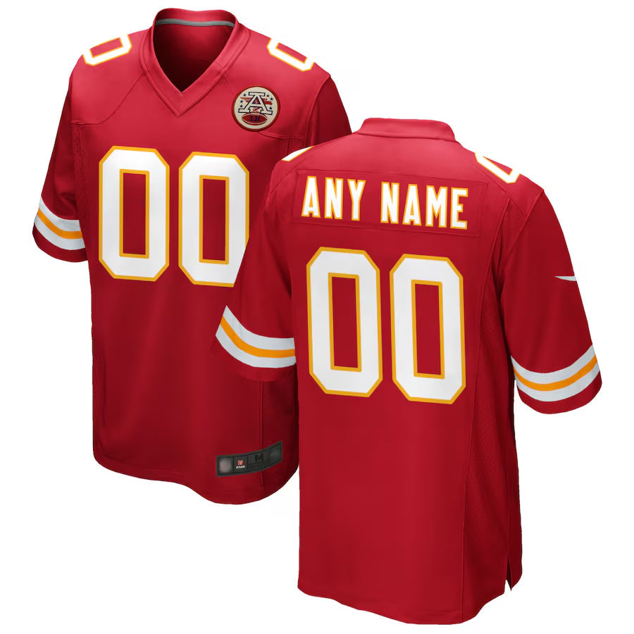 Rced Custom KC.Chiefs Red Replica Game Stitched Jerseys