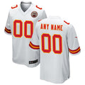 Rced Custom KC.Chiefs White Replica Game Stitched Jerseys