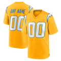 Rced Custom LA.Chargers Gold Alternate Charger Power Game Stitched Jerseys