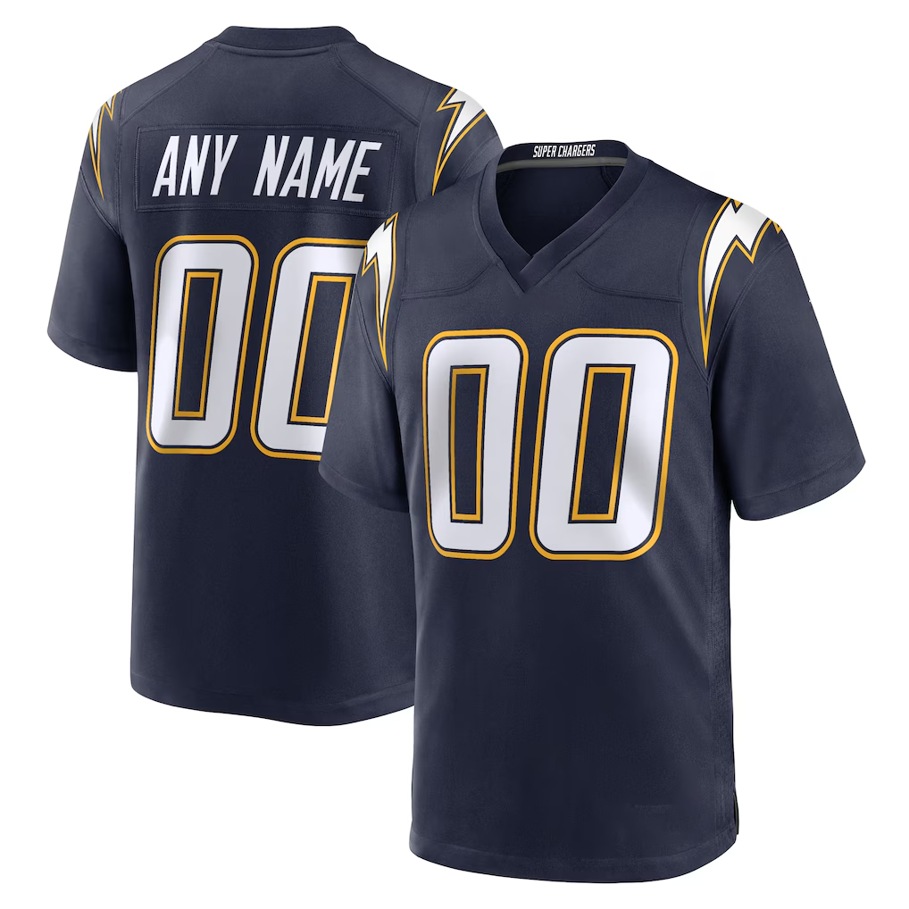 Rced Custom LA.Chargers Navy Alternate Super Chargers Game Stitched Jerseys