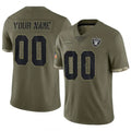 Rced Custom LV.Raiders  Salute To Service Olive Stitched Jerseys