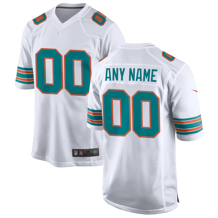 Rced Custom M.Dolphins White Game Secondary Alternate Stitched Jerseys