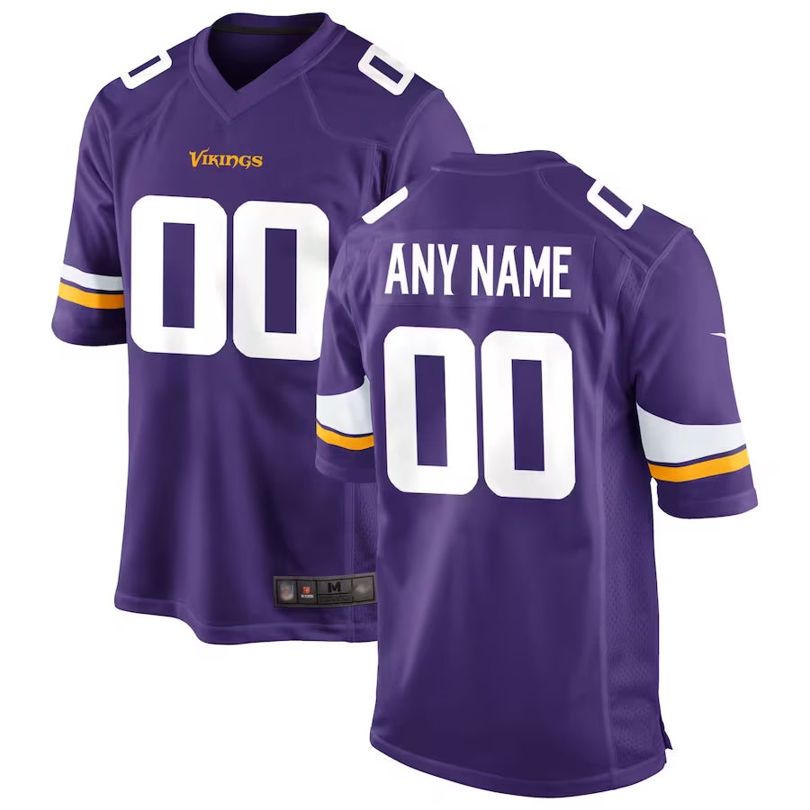 Rced Custom MN.Vikings Purple Game Home Stitched Jerseys