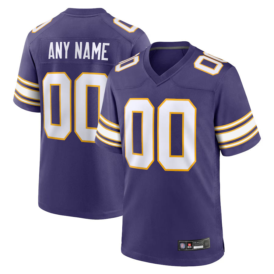 Rced Custom MN.Vikings Purple Secondary Alternate Game Stitched Jerseys