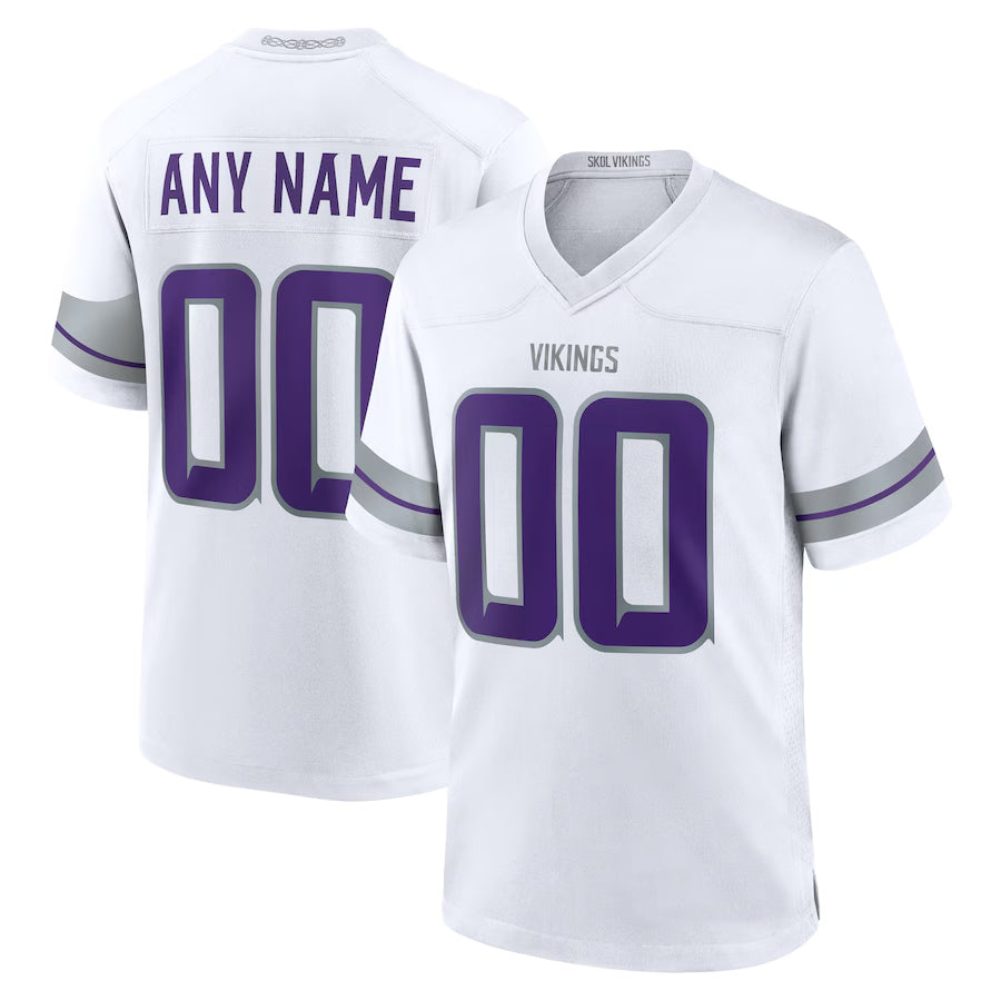 Rced Custom MN.Vikings White Alternate Game Stitched Jerseys