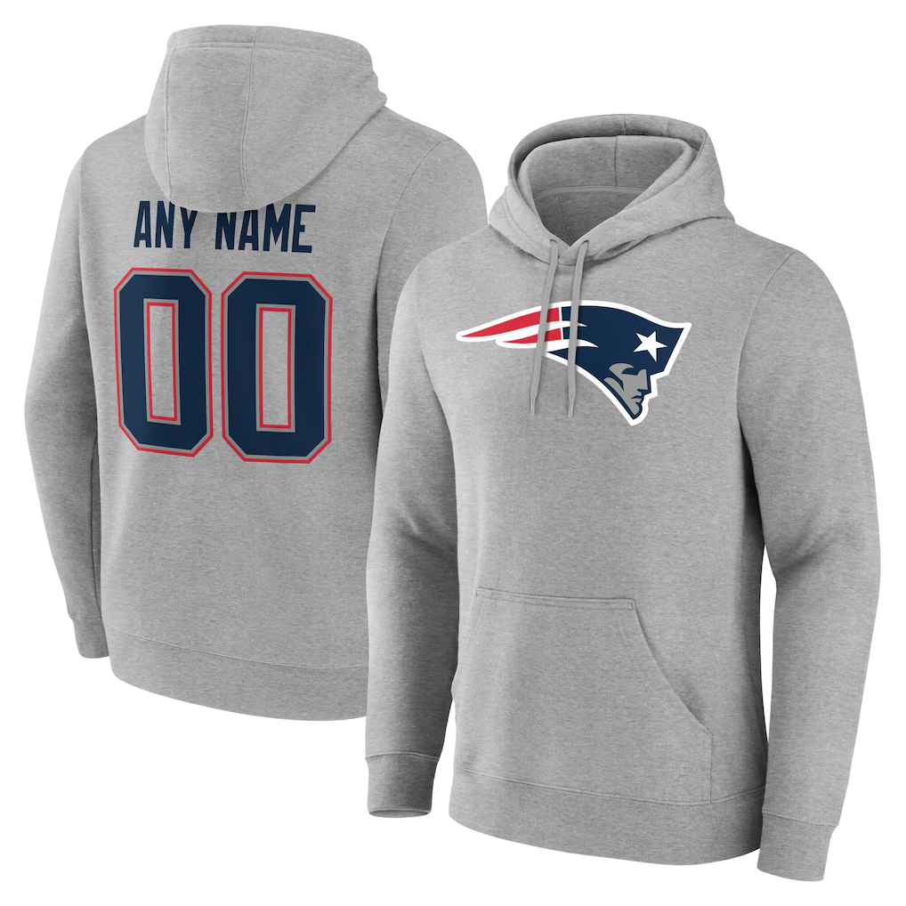 Rced Custom NE.Patriots Gray Team Authentic Personalized Name & Number Hoodie Stitched Jerseys
