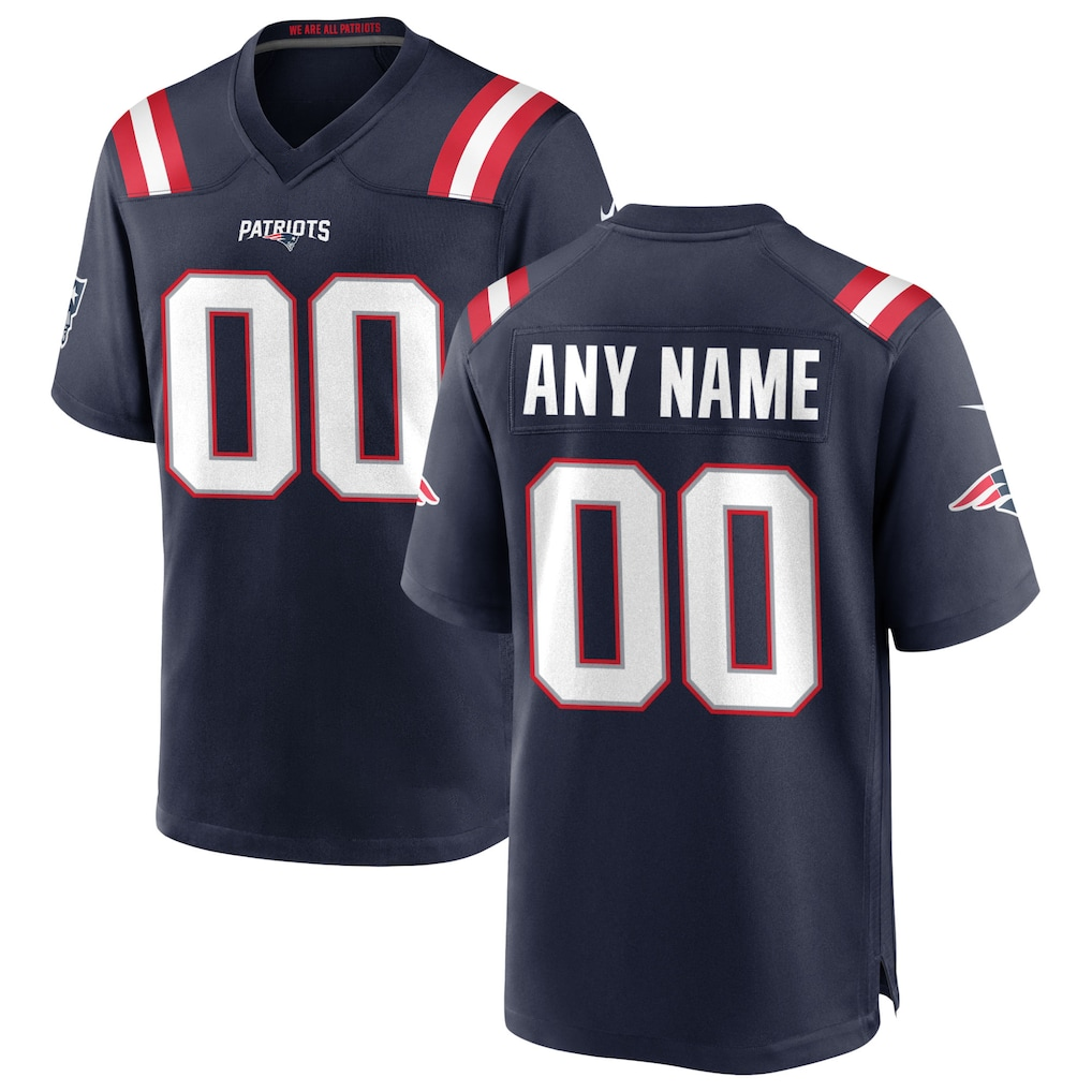 Rced Custom NE.Patriots  Navy Custom Game Stitched Jerseys