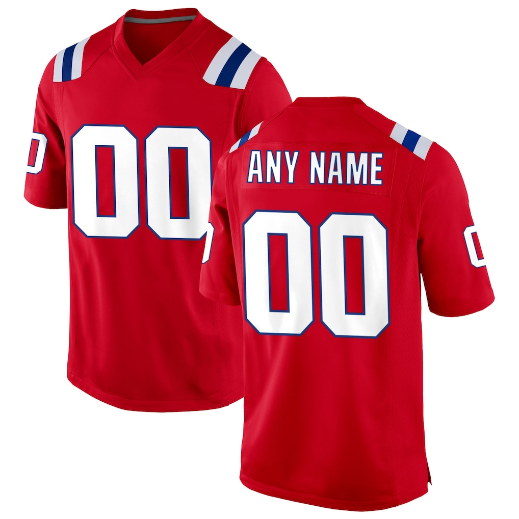Rced Custom NE.Patriots  Red Alternate Stitched Jerseys