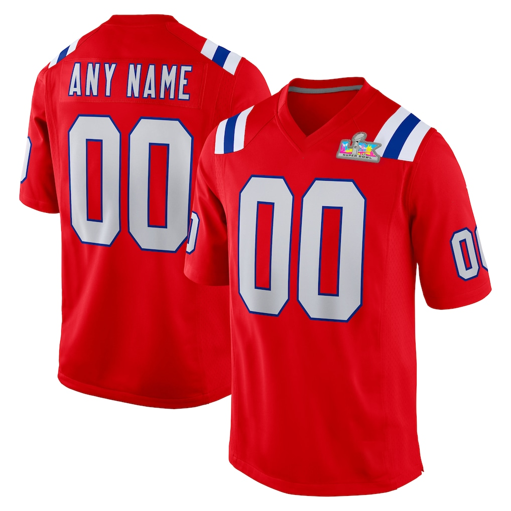 Rced Custom NE.Patriots  Red Super Bowl LX Patch Game Jersey Stitched Jerseys