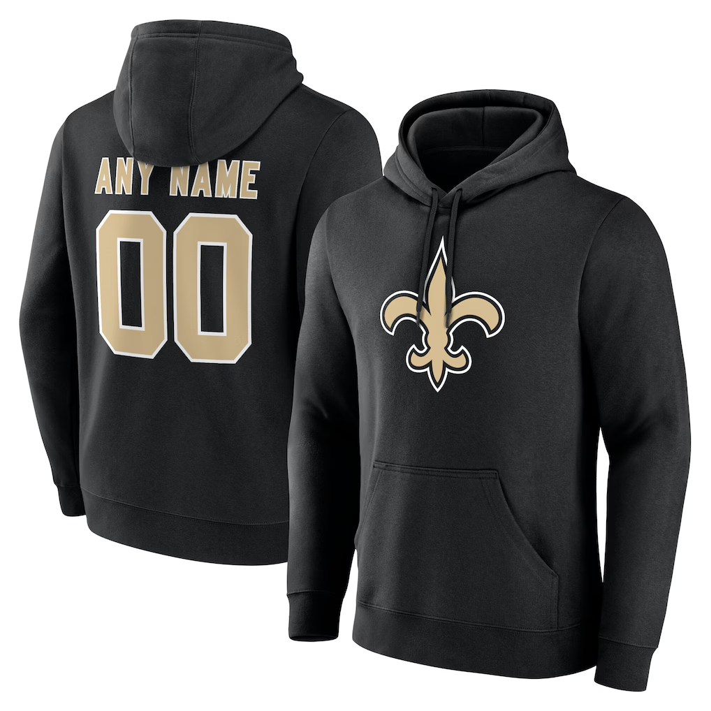 Rced Custom NO.Saints Black Team Authentic Personalized Name & Number Hoodie Stitched Jerseys