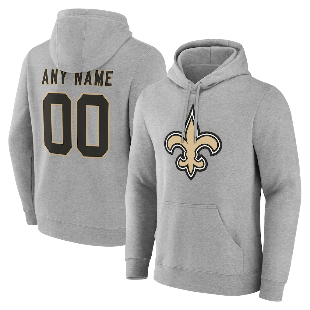Rced Custom NO.Saints Gray Team Authentic Personalized Name & Number Hoodie Stitched Jerseys