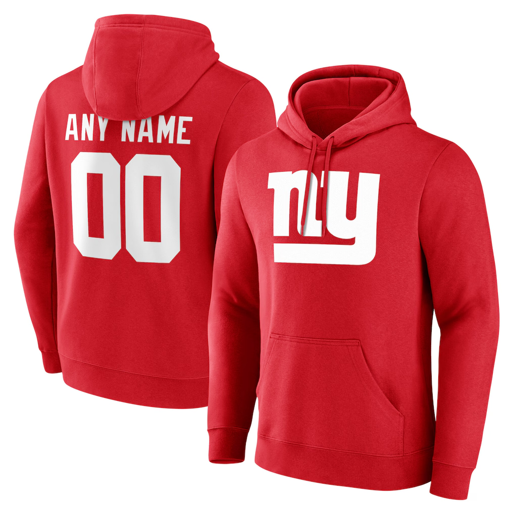 Rced Custom NY.Giants Red Team Authentic Personalized Name & Number Hoodie Stitched Jerseys
