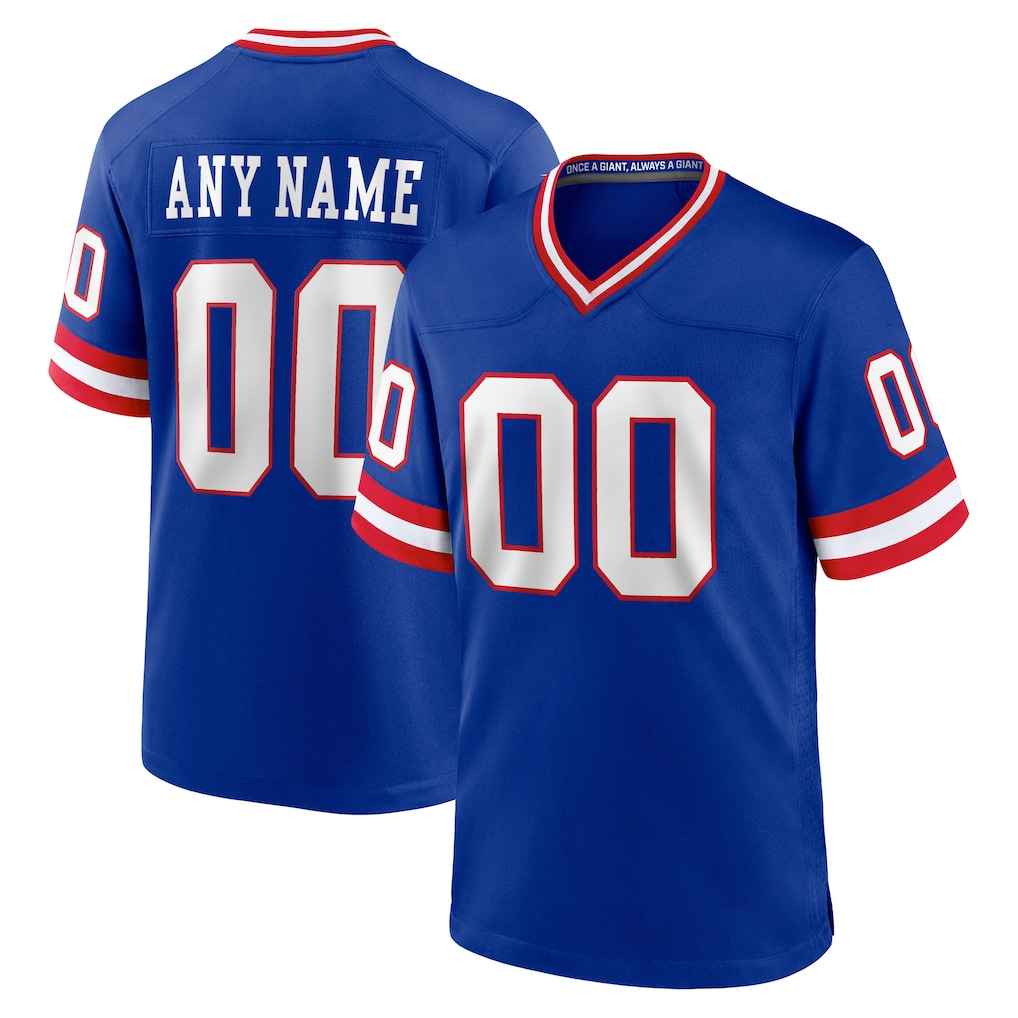 Rced Custom NY.Giants Royal Classic Game Stitched Jerseys