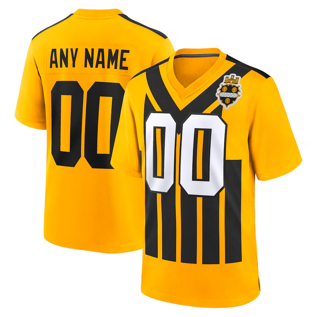 Rced Custom P.Steelers Gold Alternate 1933 Throwback Game Stitched Jerseys