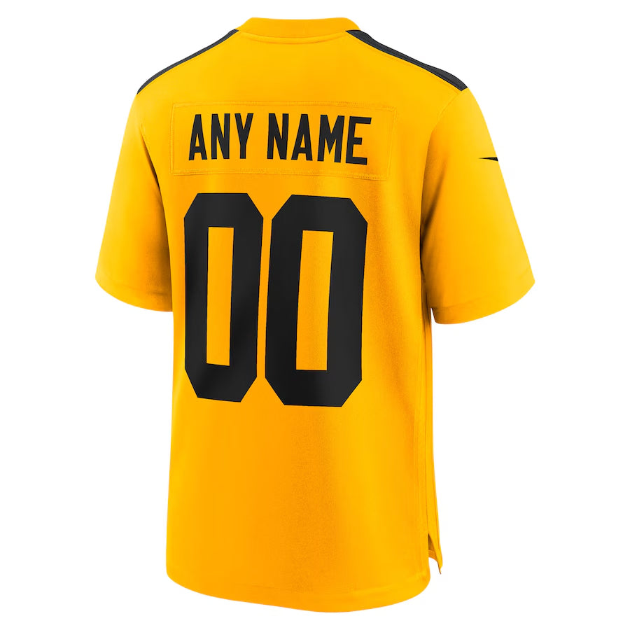 Rced Custom P.Steelers Gold Alternate Game Stitched Jerseys
