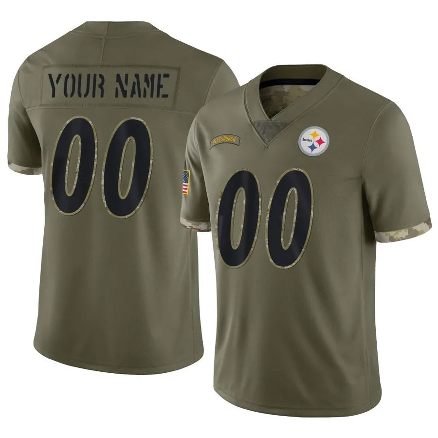 Rced Custom P.Steelers Salute To Service Limited Olive Stitched Jerseys