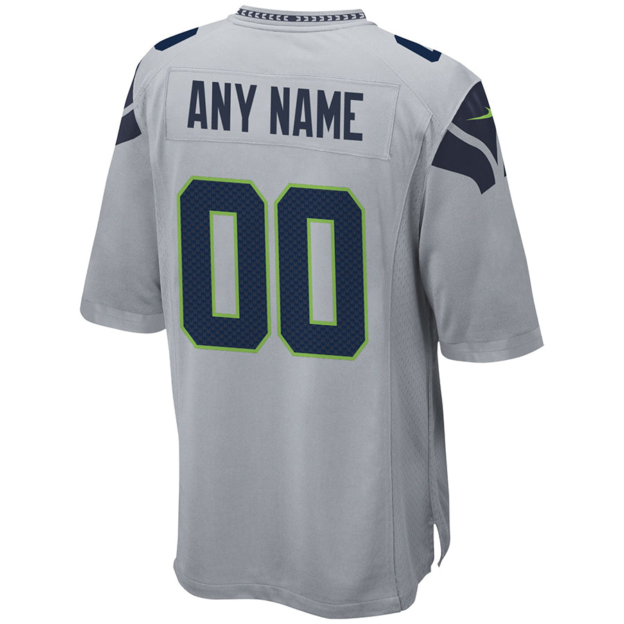 Pkot Custom S.Seahawks Gray Alternate Game Stitched Jerseys