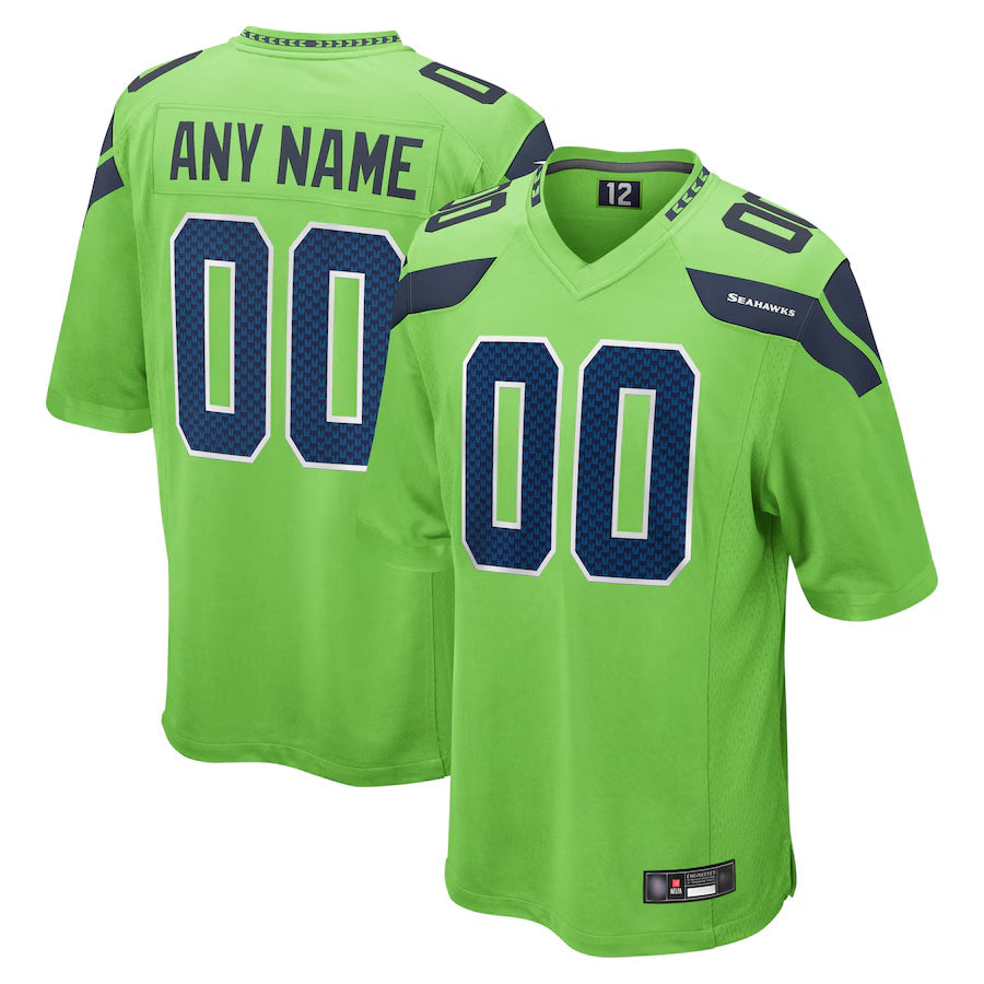 Pkot Custom S.Seahawks Neon Green Alternate Game Stitched Jerseys