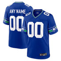 Pkot Custom S.Seahawks Royal Throwback Game Stitched Jerseys