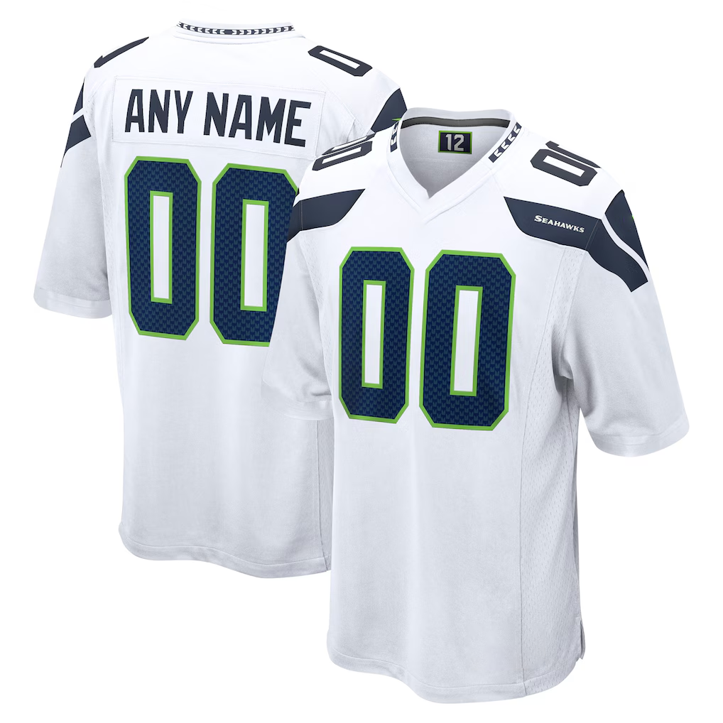 Pkot Custom S.Seahawks White Game Stitched Jerseys