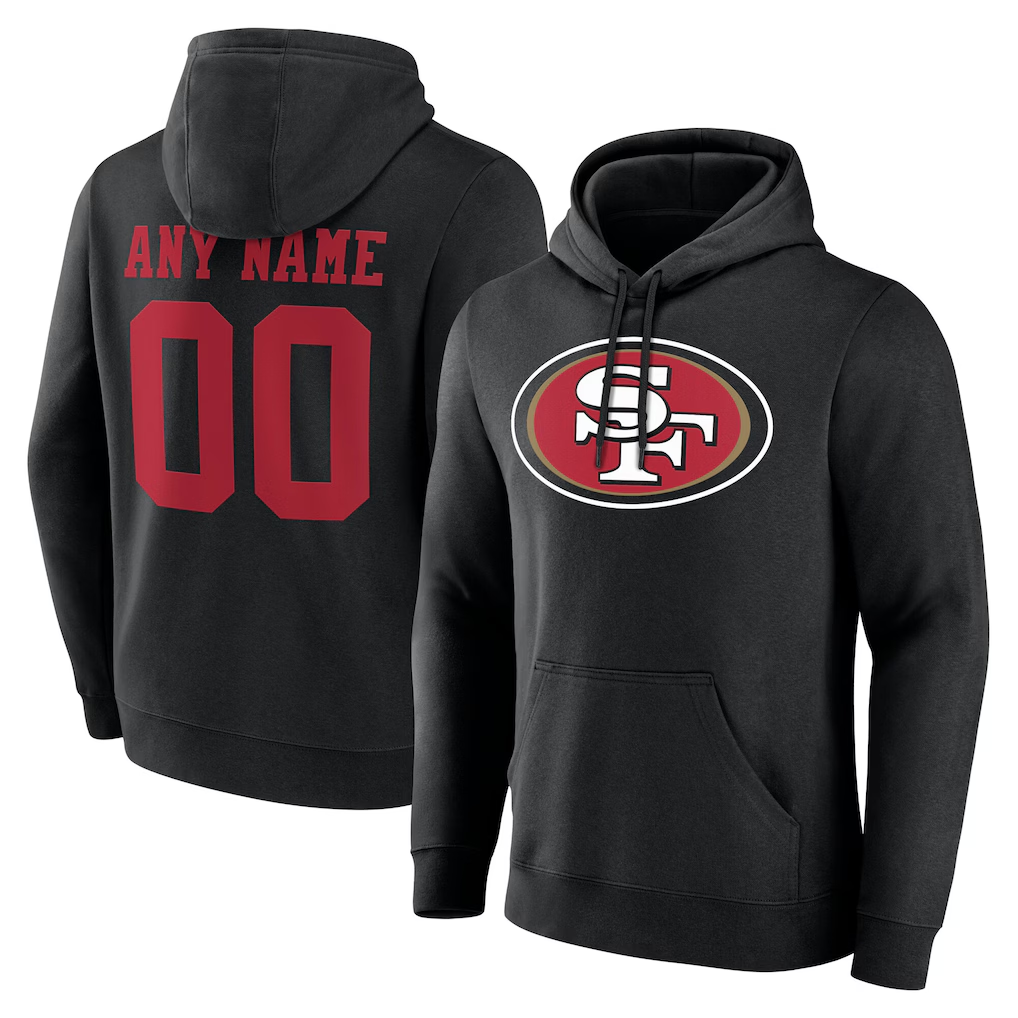 Rced Custom SF.49ers Black Team Authentic Personalized Name & Number Hoodie Stitched Jerseys