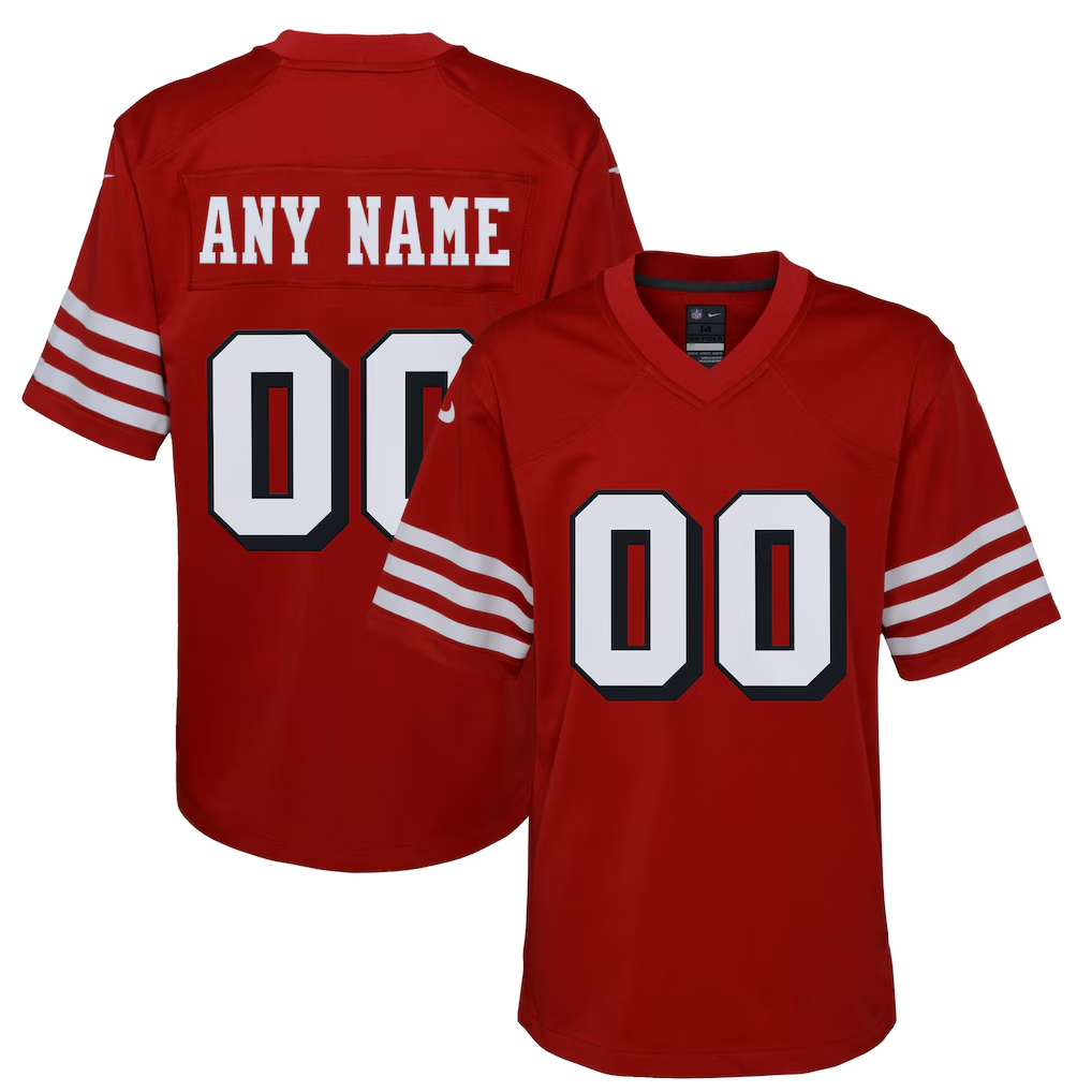 Rced Custom SF.49ers Scarlet Alternate Game Stitched Jerseys