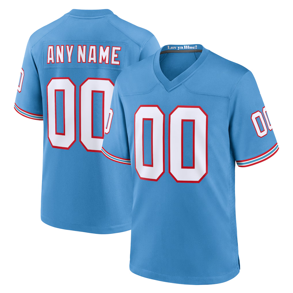 Rced Custom T.Titans  Light Blue Oilers Throwback Game Stitched Jerseys