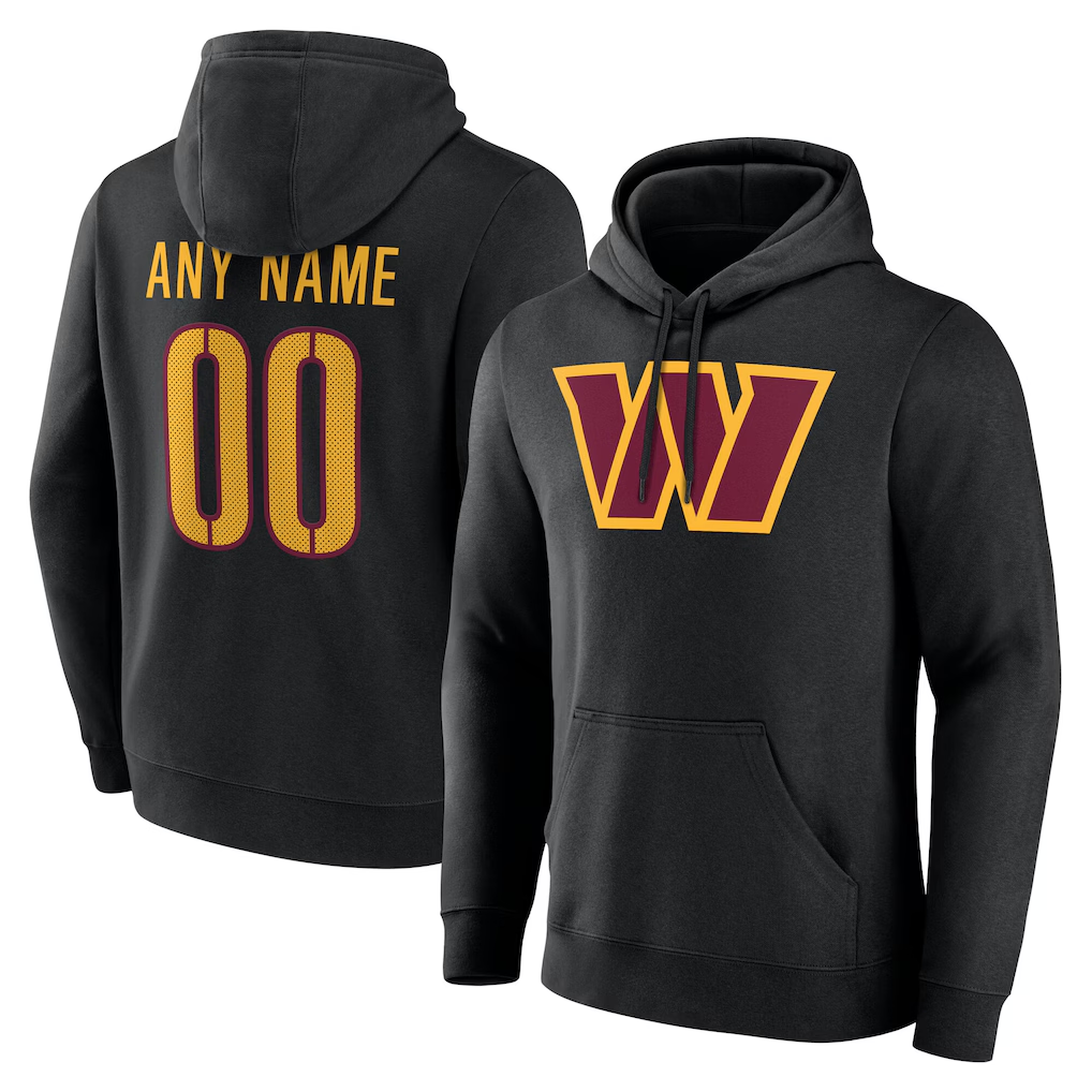 Rced Custom W.Commanders Black Team Authentic Personalized Name & Number Hoodie Stitched Jerseys