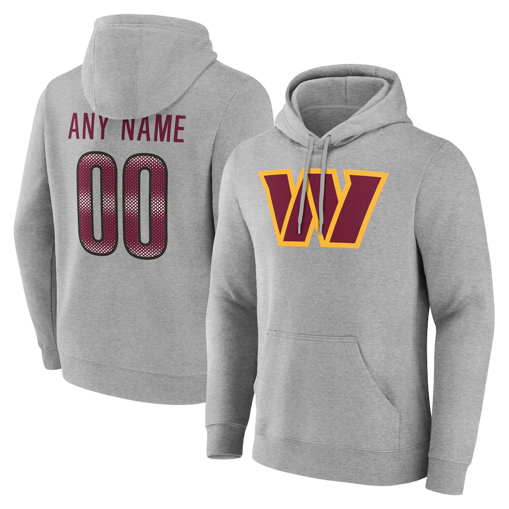 Rced Custom W.Commanders Gray Team Authentic Personalized Name & Number Hoodie Stitched Jerseys