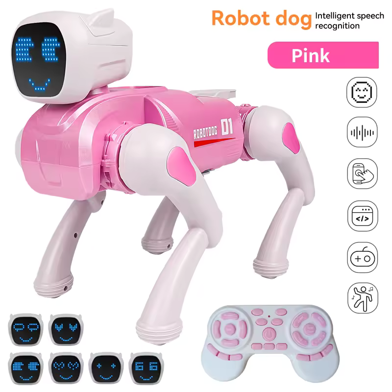 Rced Intelligent robot dog, AI companion toy, voice commands, 20 types of action programming,singing and telling stories,child's gift