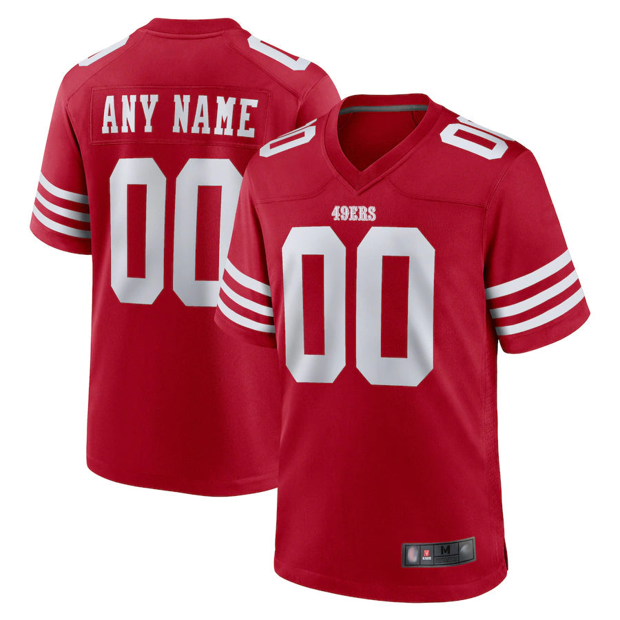 Rced Custom SF.49ers Scarlet Game Home Stitched Jerseys