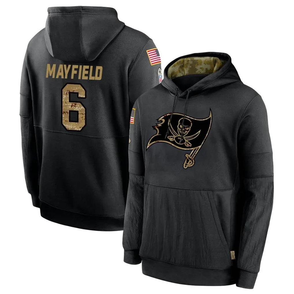 Rced TB.Buccaneers #6 Baker Mayfield Player Black Salute to Service Hoodies Stitched Jerseys